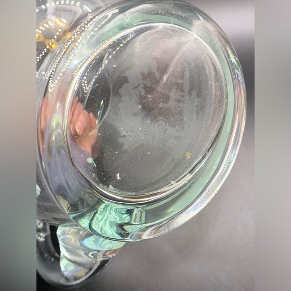 Vintage Etched Deer Forest Scene Glass Pitcher 6" - Picture 5 of 9